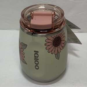 Igloo 10 oz Wine Tumbler Stainless Steel Flip Sip Mug Sunflowers  NWT
